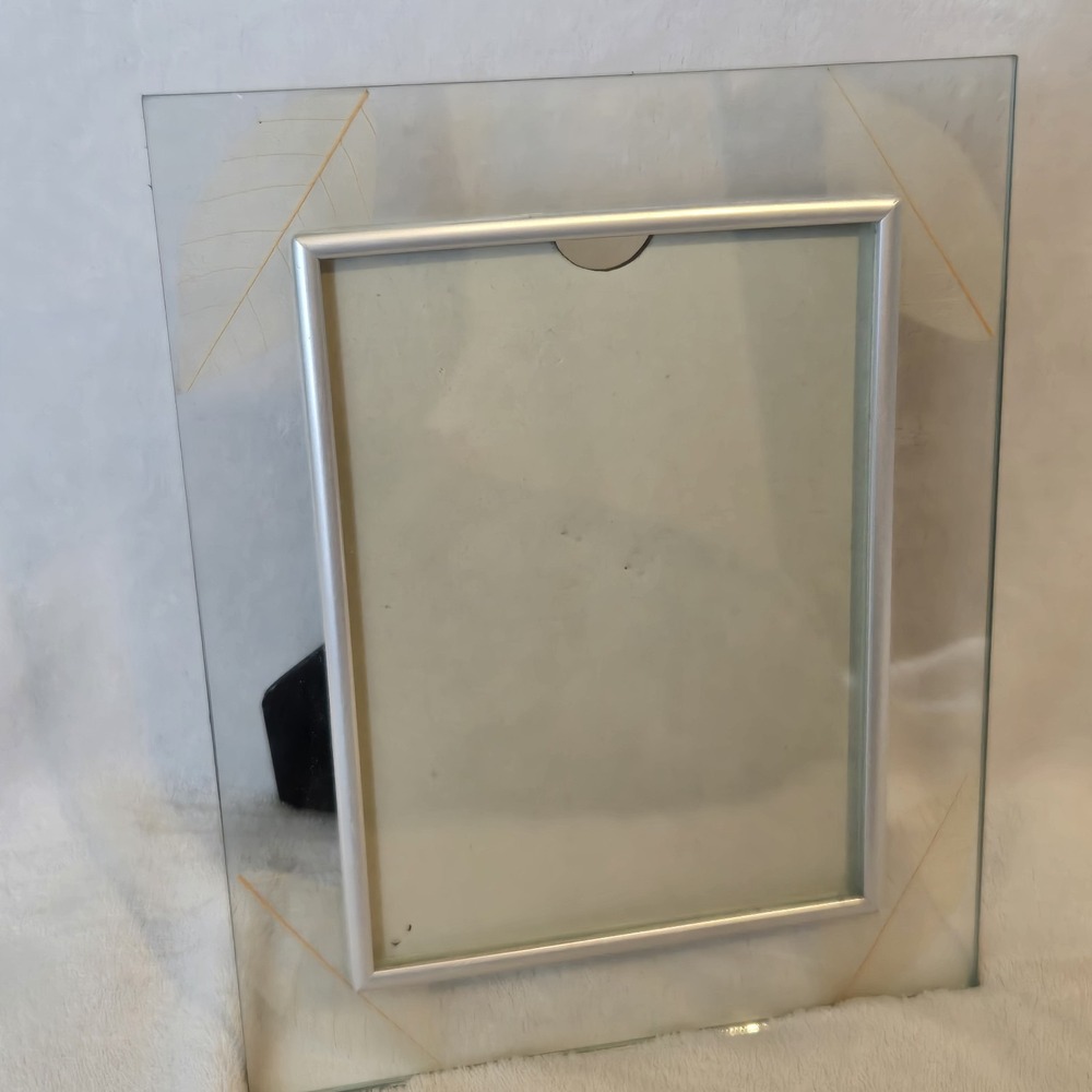 Ganz Glass Picture Frame 5x7 Real Pressed Leaf Botanical Silver EJ9883
